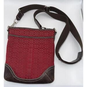 Coach Crossbody Bag Signature Canvas Red Leather Bottom Logo Y2K Retro Old Money